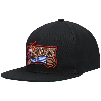 Mitchell & Ness Men's Nba Hwc Philadelphia 76ers Core Basic Snapback Cap In Black In Black
