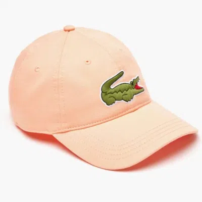 Lacoste Unisex Adjustable Organic Cotton Twill Cap In Light Orange In Orange