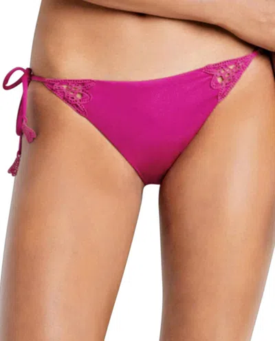 Seafolly Brazilian Tie Side Bikini Bottom In Sea Flower Festival Pink In Pink