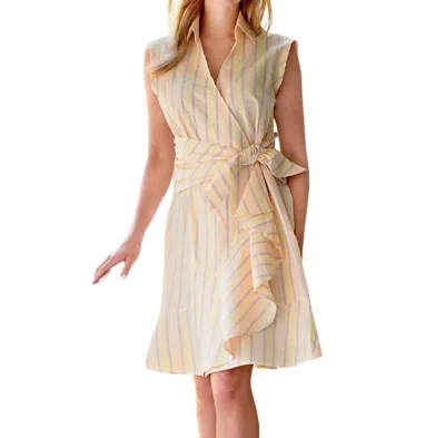 Finley Farrah Striped Seersucker Midi Wrap Dress In Yellow