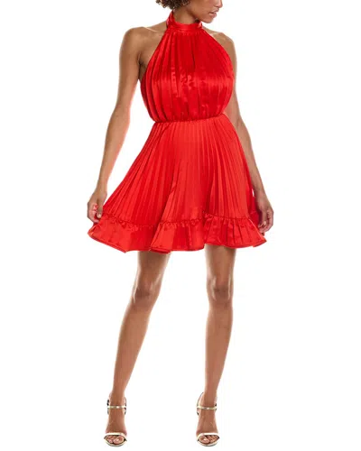 Amur Amiri Pleated Open-back Halter Mini Dress In Red