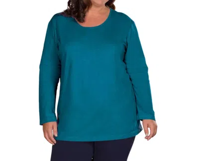 On The Plus Side Jersey Long Sleeve U-neck Tee - Plus In Deep Sea In Grey