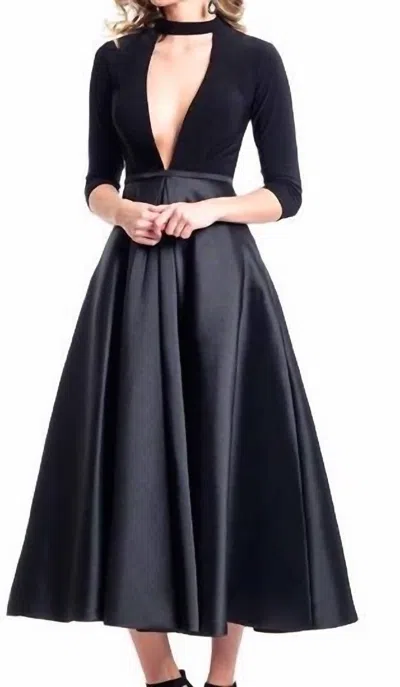Rachel Allan Chocker Knee Length Cocktail Dress In Black In Black