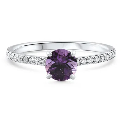 Pompeii3 1ct Amethyst & Diamond Anniversary Engagement Fashion Ring 10k Gold Lab Grown In Multi