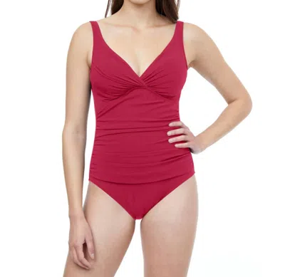 Profile By Gottex Underwire V-neck One Piece Swimsuit In Pro Tutti Frutti Ruby In Red