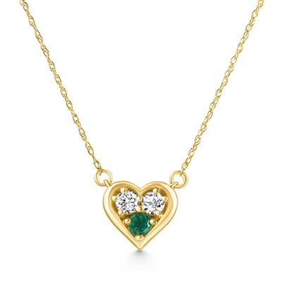 Pompeii3 1/2ct Heart Shape Emerald & Diamond Pendant 10k Gold Women's Necklace Lab Grown In Multi