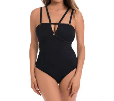 Amoressa Double Strap One Piece Swimsuit In Amo Black In Black