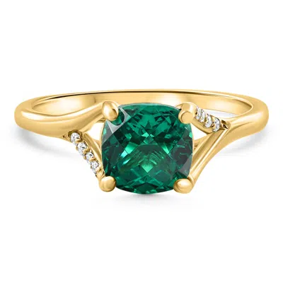 Pompeii3 1 1/2ct Cushion Emerald & Diamond Ring 10k Gold Lab Grown Engagement Fashion In Multi