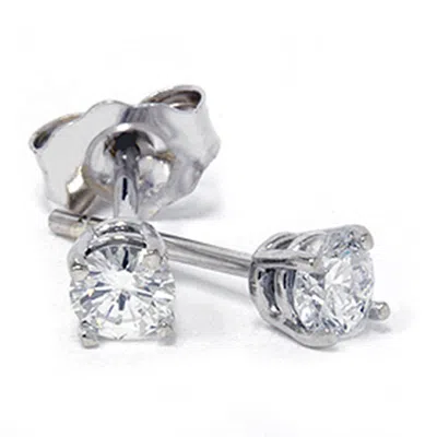 Pompeii3 1/5ct Round Diamond Studs Earrings 14k White Gold In Silver