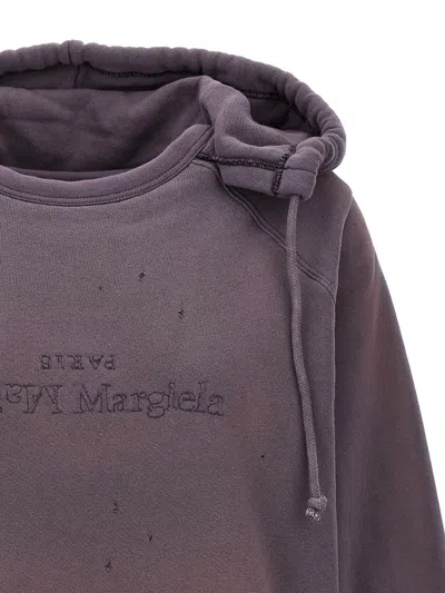 Shop Maison Margiela 'logo Reverse' Hoodie In Purple