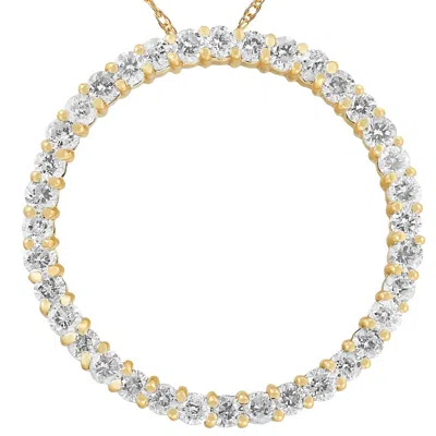 Pompeii3 2ct Circle Eternity 14k Yellow Gold Diamond Pendant In Silver