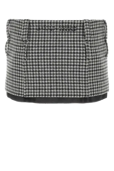 Miu Miu Houndstooth Embroidered Wool Mini Skirt In Printed