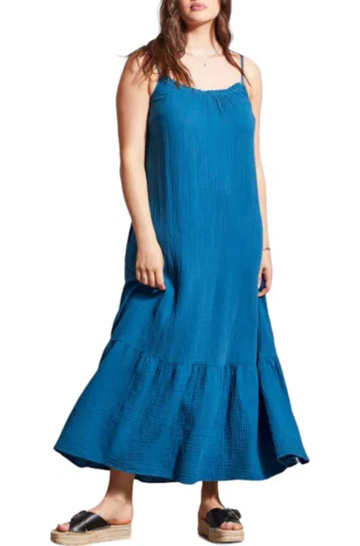 Tribal Frill Maxi Dress In Oceanside In Blue