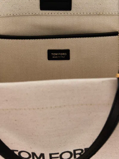 Shop Tom Ford Logo Canvas Handbag In Multicolor