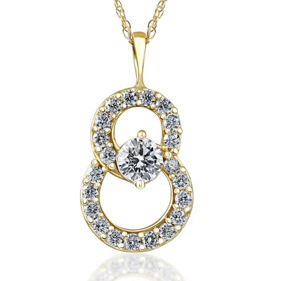 Pompeii3 1/2ct T. W. Circled By Love Diamond Pendant 10k Yellow Gold Women's Necklace In Silver