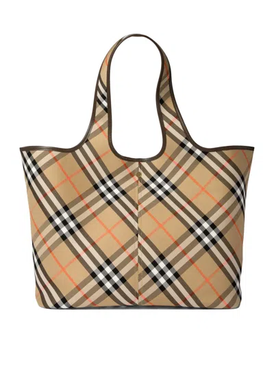 Shop Burberry "check" Medium Tote Bag