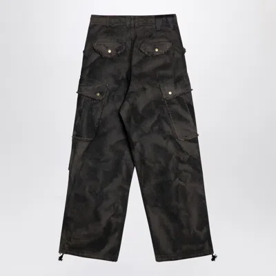 Darkpark Washed Cargo Jeans Drawstring Hem In Brown