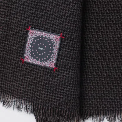 Destin Black/beige Check Wool Scarf