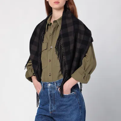 Shop Destin Brown Check Wool And Cashmere Shawl