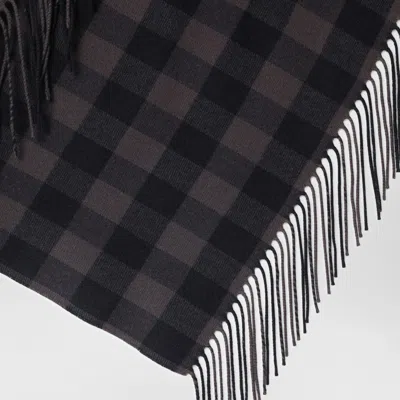 Destin British Green Check Wool And Cashmere Shawl