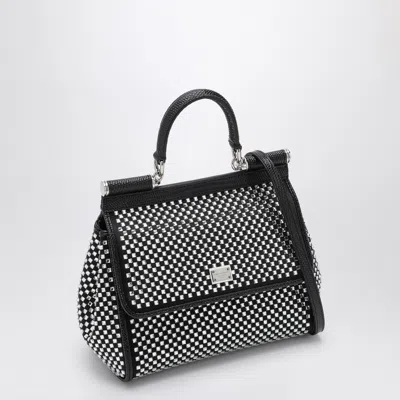 Dolce & Gabbana Black Sicily Medium Handbag With Crystals