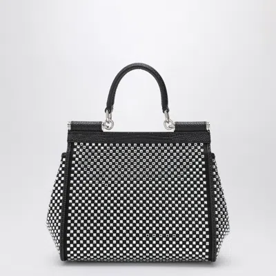 Dolce & Gabbana Black Sicily Medium Handbag With Crystals