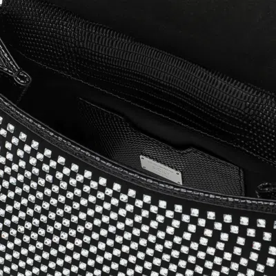 Dolce & Gabbana Black Sicily Medium Handbag With Crystals