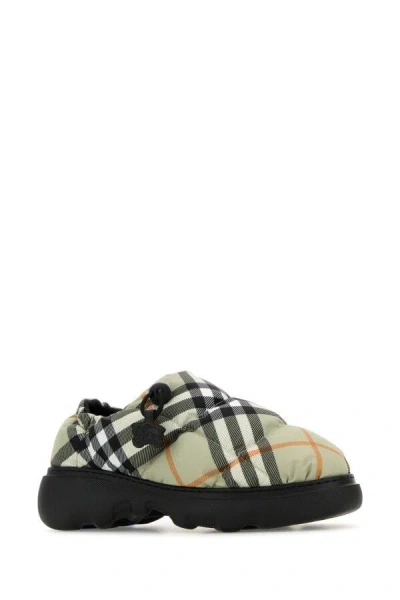 Burberry Printed Fabric Pillow Check Slip Ons In Multi