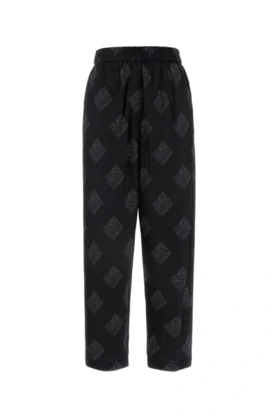 Giorgio Armani Stretch Silk Pant With Embroidered Geometric Pattern In Multicolor