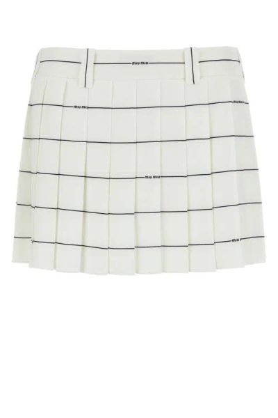 Miu Miu Printed Crepe Mini Skirt In Multicolor