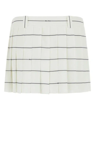 Miu Miu Printed Crepe Mini Skirt In Multicolor