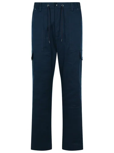 Moncler 'utility' Cotton Pants Featuring Cargo Pockets In Blue