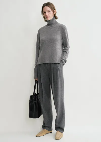 Totême Cropped Turtleneck Grey Melange In Grey Melange