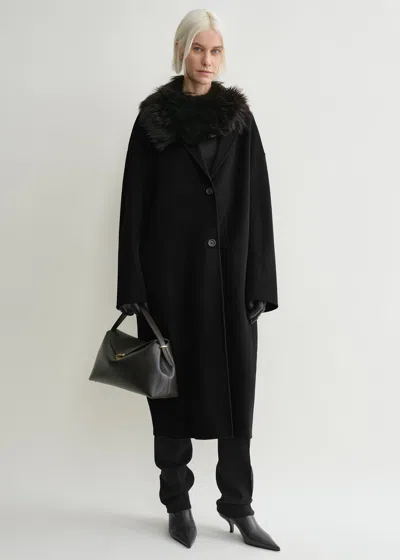 Totême Doublé Cocoon Coat Black In Black