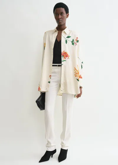 Totême Relaxed Honeysuckle Shirt Ecru/orange In Ecru,orange