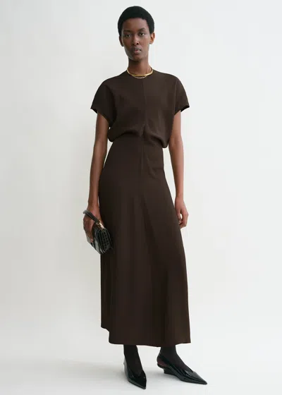 Totême Slouch Draped Maxi Dress In Bark