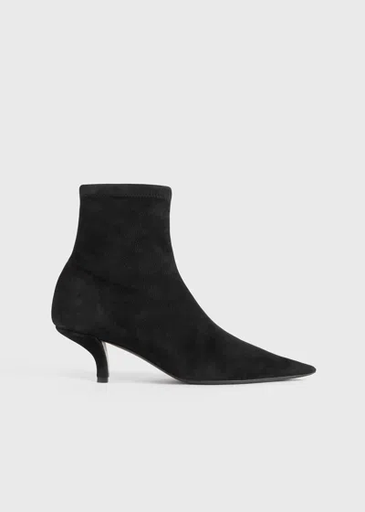 Totême The Heeled Sock Suede Ankle Boots In Black