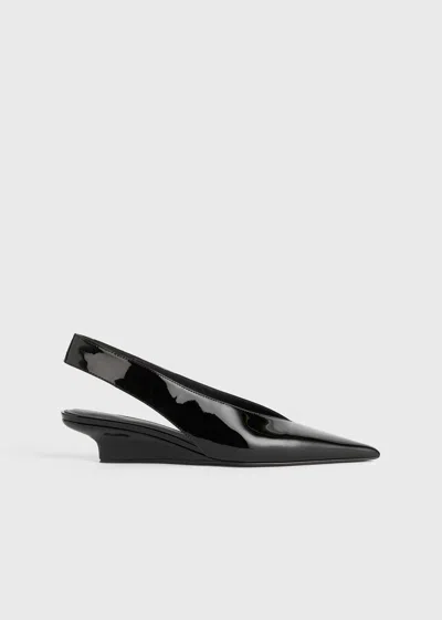 Totême The Suede Wedge-heel Slingback Black In Black