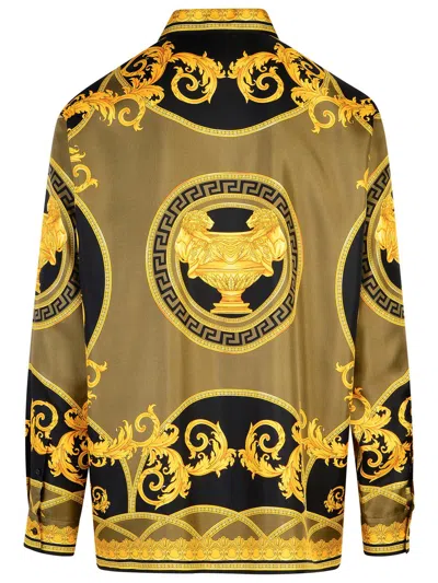 Shop Versace 'la Coupe Des Dieux' Black Silk Shirt Man