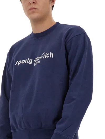 Shop Sporty And Rich Sporty & Rich Co Logo Sweatshirt Unisex In Blue