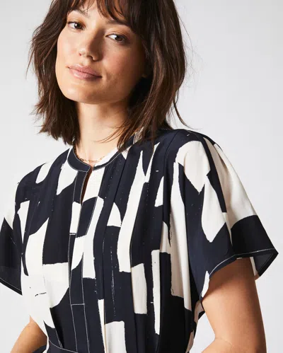 Reid Knife Pleat Dress Print In Black/white
