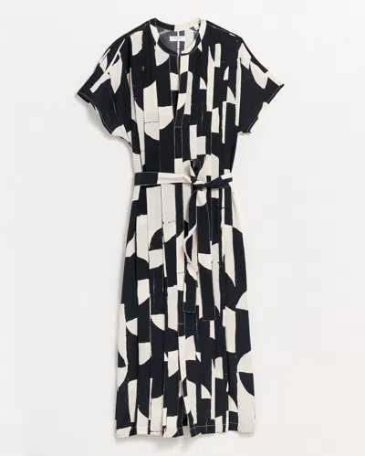 Reid Knife Pleat Dress Print In Black/white