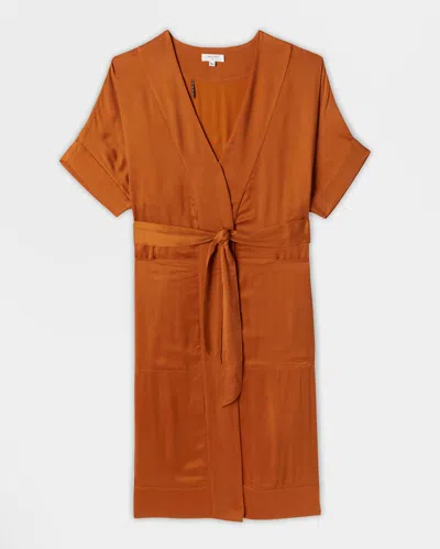Reid Paneled Wrap Dress In Burnt Orange