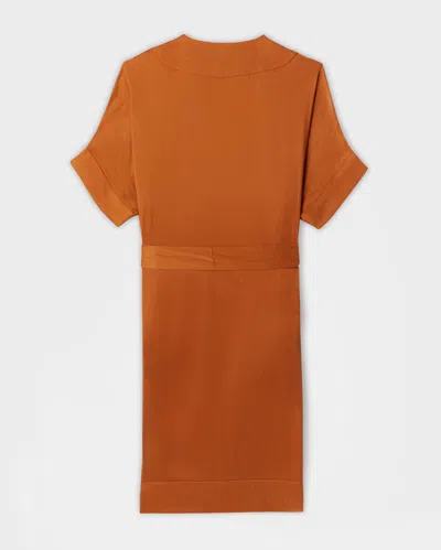 Reid Paneled Wrap Dress In Burnt Orange