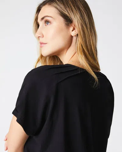 Reid Pintuck V Neck Dress In Jet Black