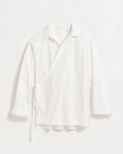 Billy Reid Poplin Wrap Shirt In White