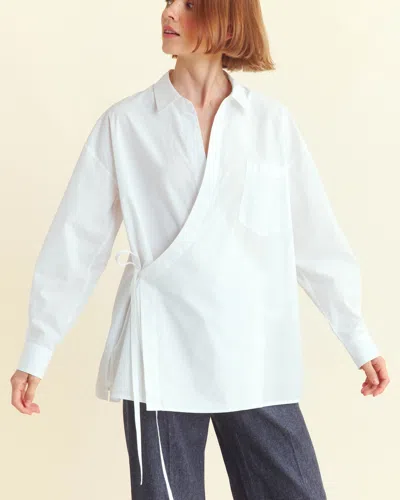 Billy Reid Poplin Wrap Shirt In White