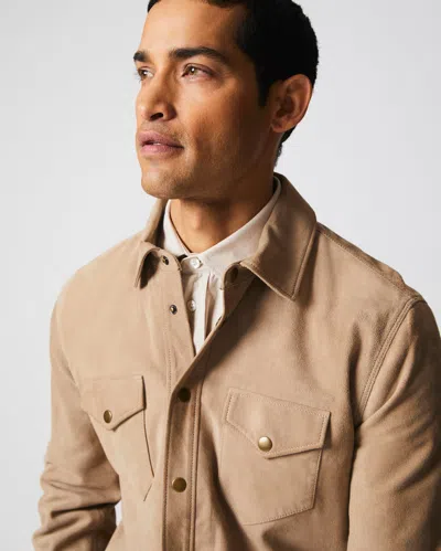 Reid Savoy Suede Workshirt In Light Tan