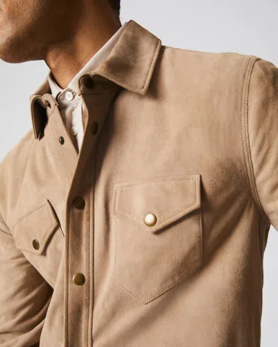 Reid Savoy Suede Workshirt In Light Tan