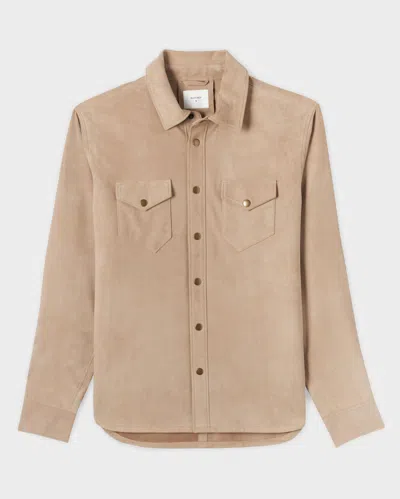 Reid Savoy Suede Workshirt In Light Tan